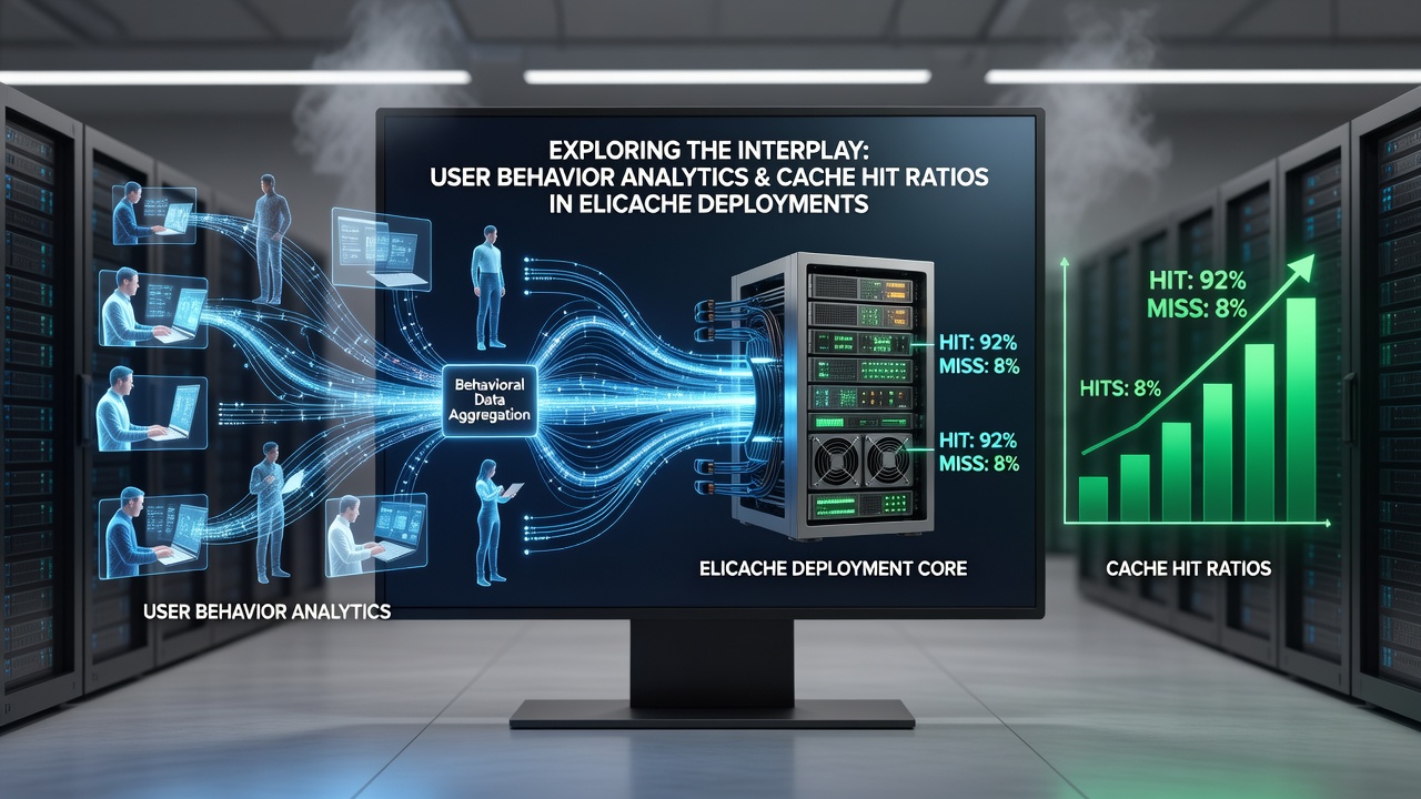 Chart comparing cache hit ratios before and after integration of user behavior analytics in Elicache systems
